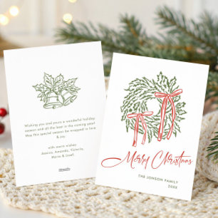 Funky Hand Drawn Scribble Retro Christmas Holiday Card