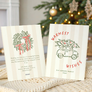 Funky Hand Drawn Scribble Retro Christmas Holiday Card