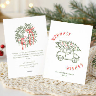 Funky Hand Drawn Scribble Retro Christmas Holiday Card