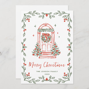 Funky Hand Drawn Scribble Retro Christmas Holiday Card