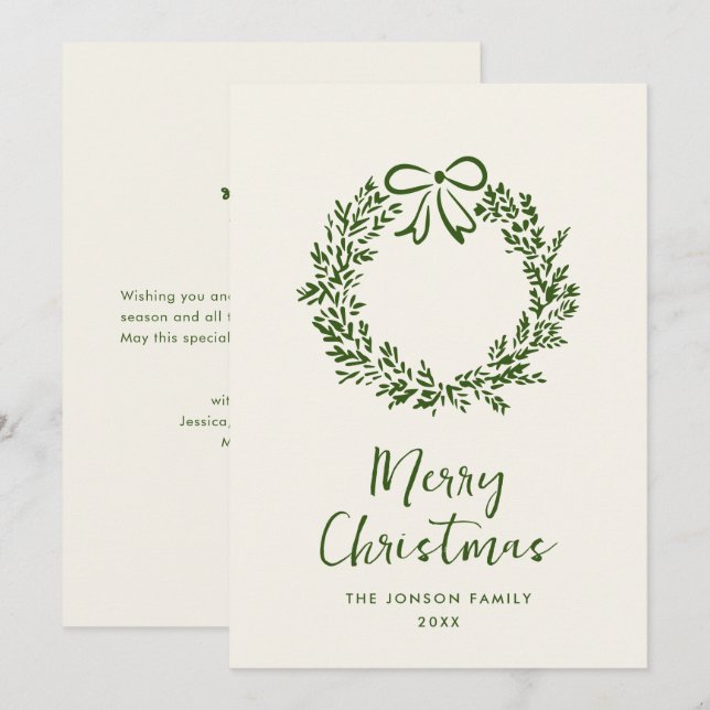 Funky Hand Drawn Scribble Retro Christmas Holiday Card (Front/Back)