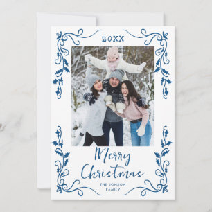 Funky Hand Drawn Scribble Retro Christmas Photo Holiday Card
