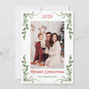 Funky Hand Drawn Scribble Retro Christmas Photo Holiday Card