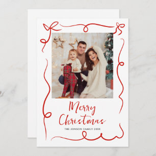 Funky Hand Drawn Scribble Retro Christmas Photo Holiday Card