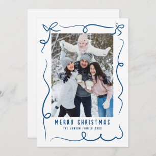 Funky Hand Drawn Scribble Retro Christmas Photo Holiday Card