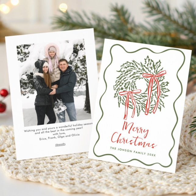 Funky Hand Drawn Scribble Retro Christmas Photo Holiday Card (Creator Uploaded)