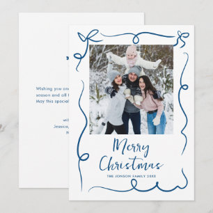 Funky Hand Drawn Scribble Retro Christmas Photo Holiday Card