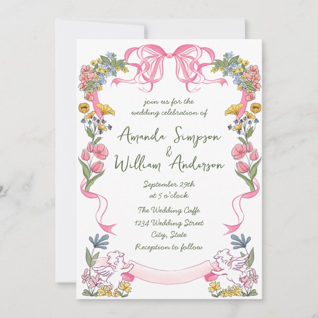 Funky Hand Drawn Scribble Retro Wedding Invitation (Front)