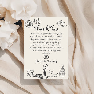 Funky Hand Drawn Wedding Thank You Card