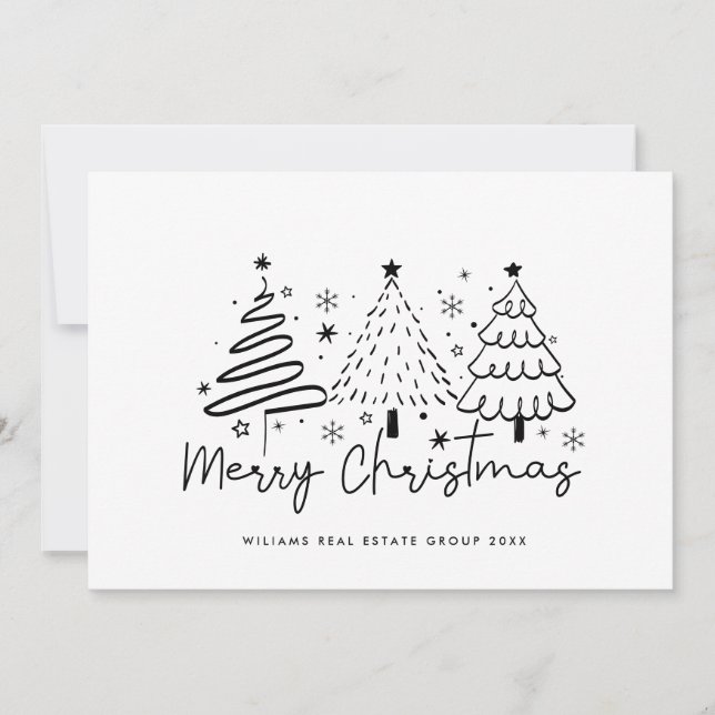 Funky Hand Drawn Whimsical Christmas Corporate Holiday Card (Front)