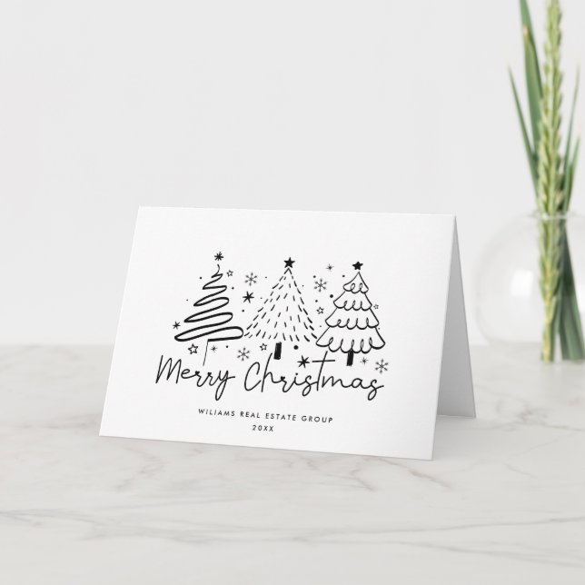 Funky Hand Drawn Whimsical Christmas Corporate Holiday Card (Front)