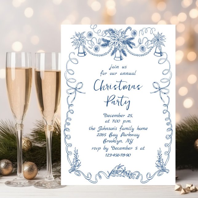 Funky Hand Drawn Whimsical Christmas Holiday Party Invitation (Creator Uploaded)