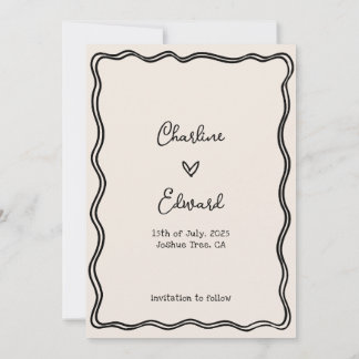 Funky Handwritten Wavy Border Disco Save the Date Invitation