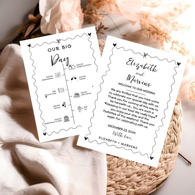 Funky  Handwritten wedding day  Events Timeline  Program (Creator Uploaded)