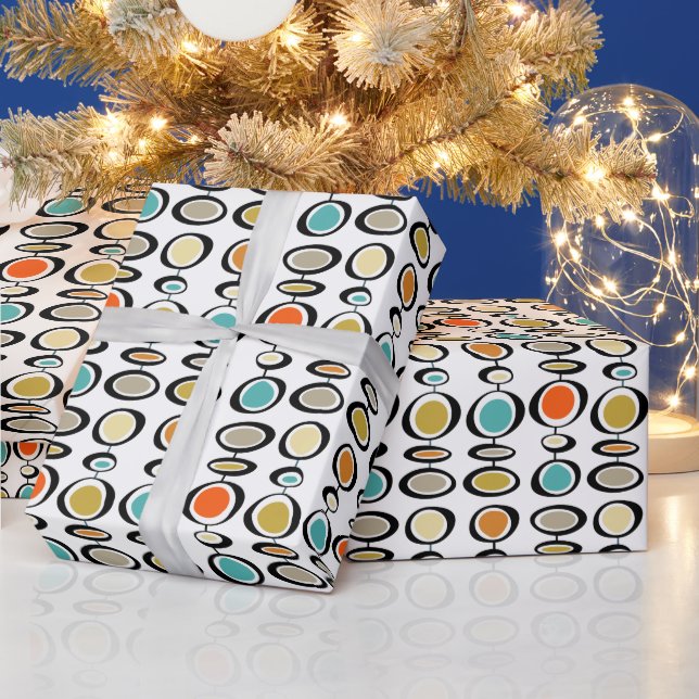 Funky Hanging Circles Retro Mid Century Wrapping Paper (Holidays)