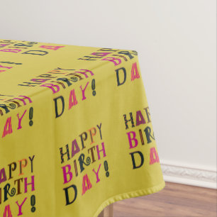 Funky happy birthday picnic tablecloth