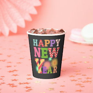 Funky happy new year  paper cups