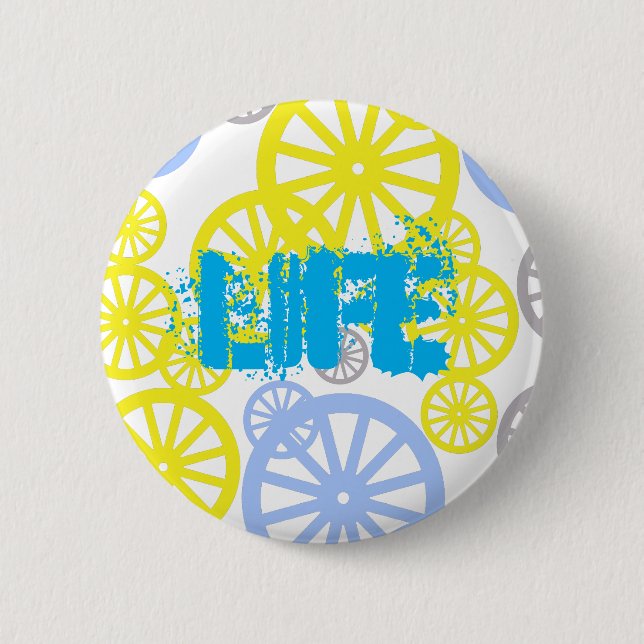 Funky Happy Wheel Circle Pattern Product 2 Inch Round Button (Front)