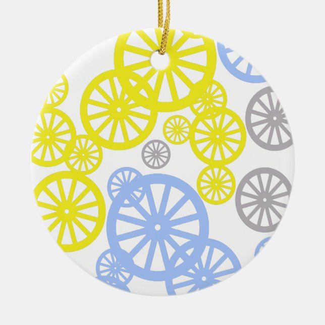 Funky Happy Wheel Circle Pattern Product Ceramic Ornament (Front)