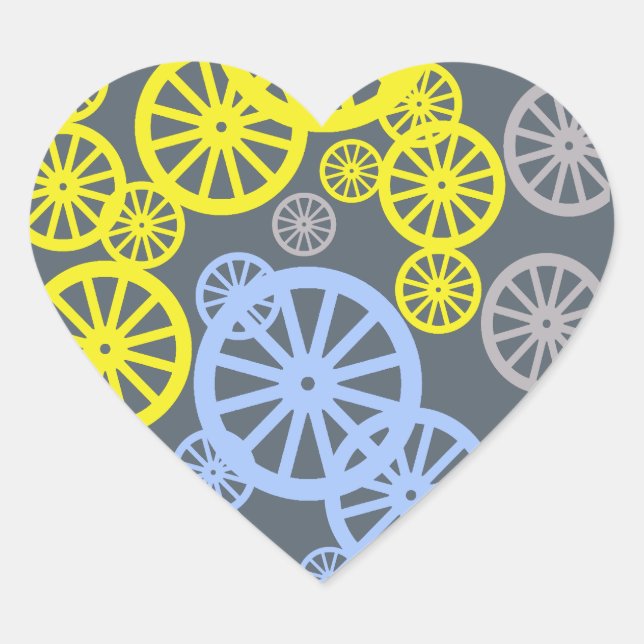 Funky Happy Wheel Circle Pattern Product Heart Sticker (Front)