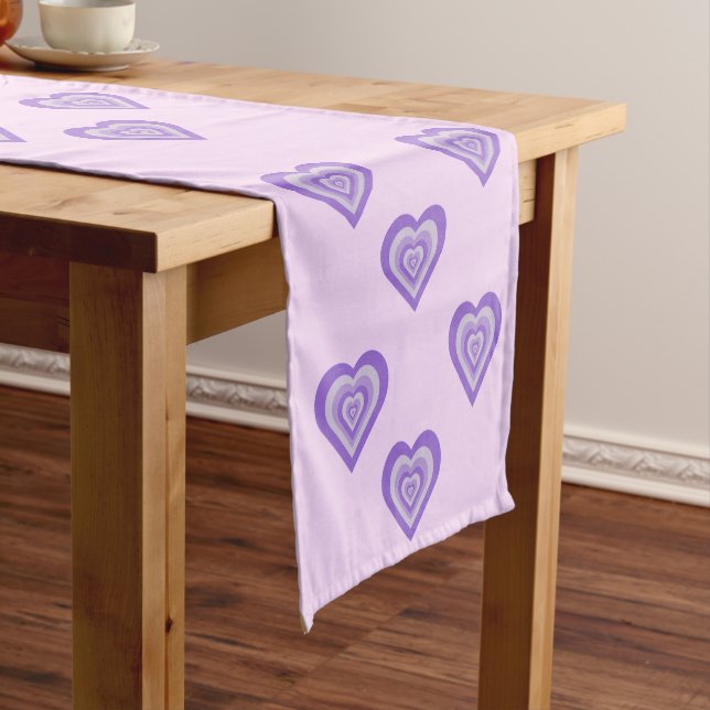 Funky Heart 2000s Y2K 90s Retro Purple  Short Table Runner (In Situ)