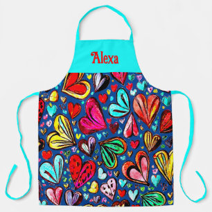 FUNKY HEARTS ART DESIGN APRON