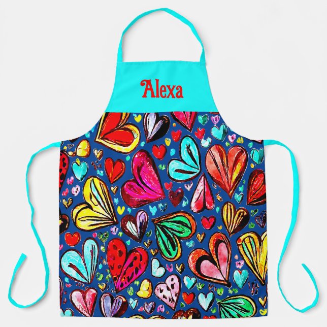 FUNKY HEARTS ART DESIGN  APRON (Front)
