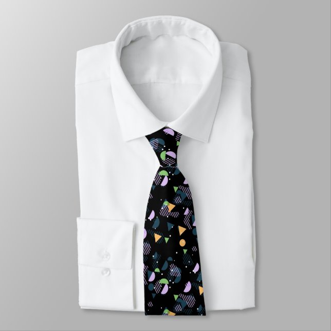 Funky Hip Geometric Abstract 50s Art Pattern Tie (Tied)