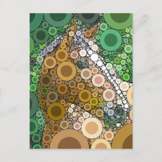 Funky Horse Circles Bubbles Modern Art Postcard
