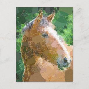 Funky Horse Circles Bubbles Modern Art Postcard