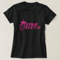 Funky hot pink faux glitter gym queen text