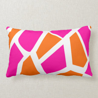 Funky Hot Pink Orange Giraffe Print Girly Pattern Lumbar Pillow