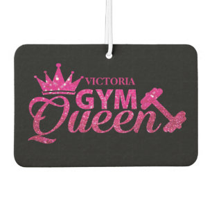Funky hot pink personalised faux glitter Gym Queen Air Freshener