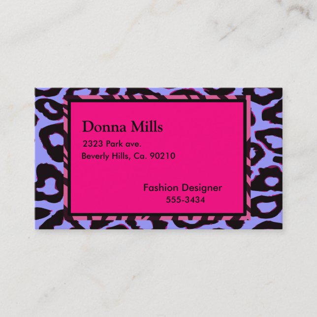 Funky Hot Pink Zebra Cheetah Set Business Card (Front)