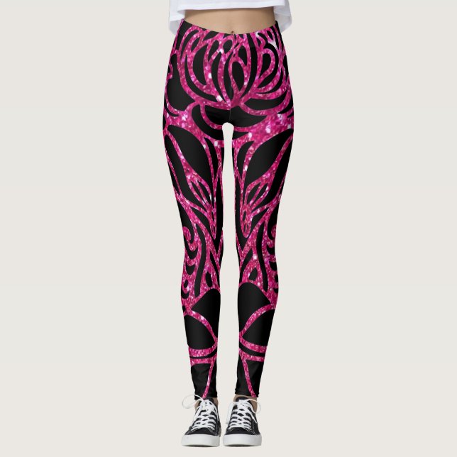 Funky Hot Pink Zebra Print Leggings (Front)