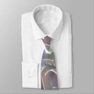 Funky Iridescent Abstract Peary White Lustre Tie