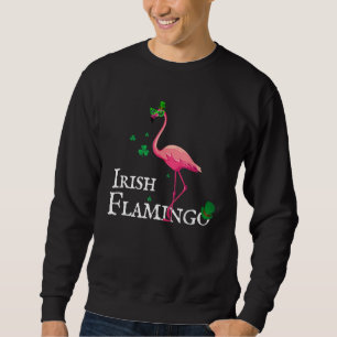 Funky Irish Pink Flamingo Green Bird St Pattys Day Sweatshirt