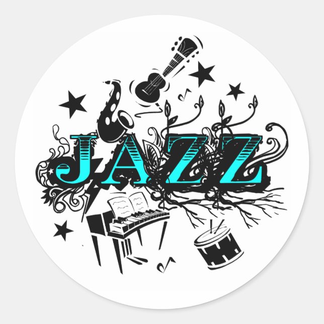Funky Jazz Classic Round Sticker (Front)