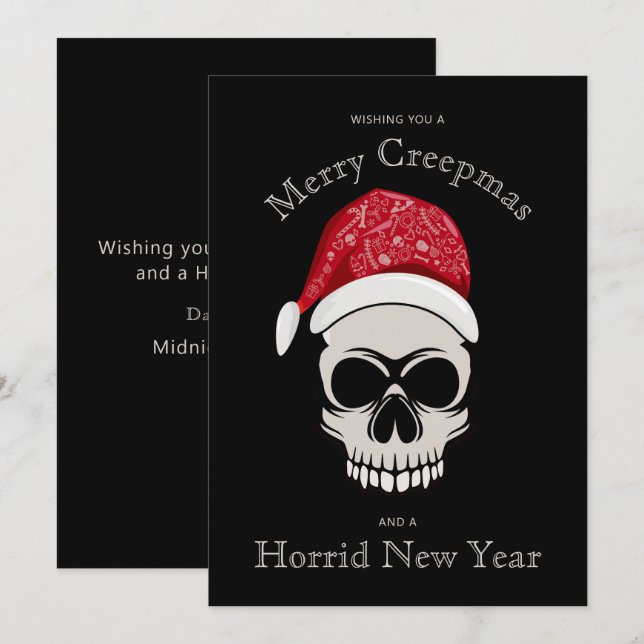 Funky Joyeux Creepmas Crâne Santa Hat Carte de vac (Devant / Derrière)