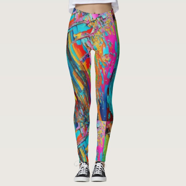 Funky Kaleidoscope colourful leggings (Front)