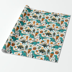 funky Kid's Dinoaur  pattern Wrapping Paper