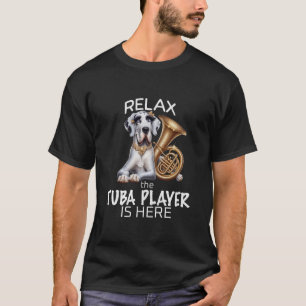 Funky-Kitsch Tuba Playing Dog - Groovy Dog Music L T-Shirt