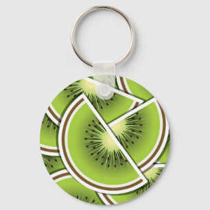 Funky kiwi fruit wedges keychain
