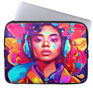 Funky Lady Digital Artwork Laptop Sleeve