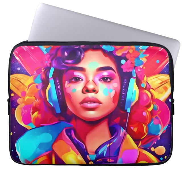 Funky Lady Digital Artwork Laptop Sleeve (Front)