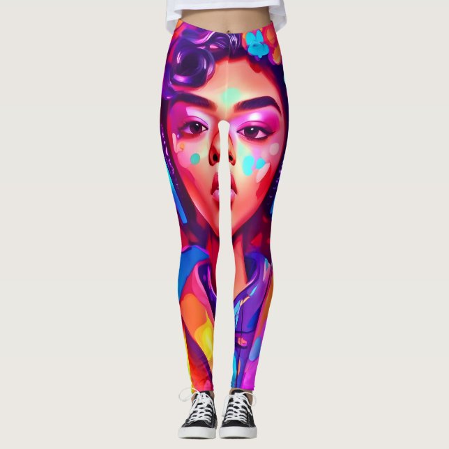 Funky Lady Digital Artwork Leggings (Front)