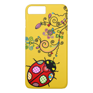 Funky Ladybug and Curly Flowers iPhone 7 Plus iPhone 8 Plus/7 Plus Case