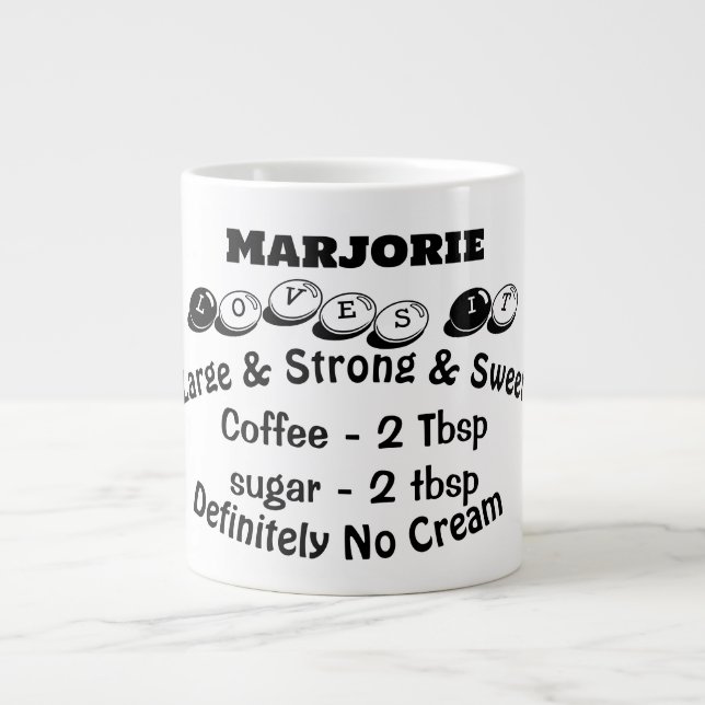 Funky Large Modern Minimalist Name Coffee Lover  Mug (Front)