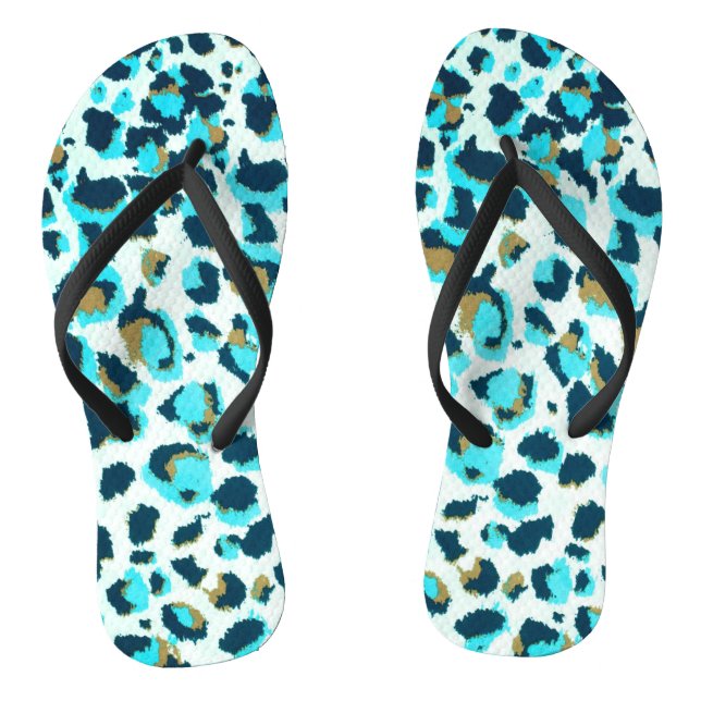 Funky Leopard Patterns Animal Zoo Art Animal Art Flip Flops (Footbed)