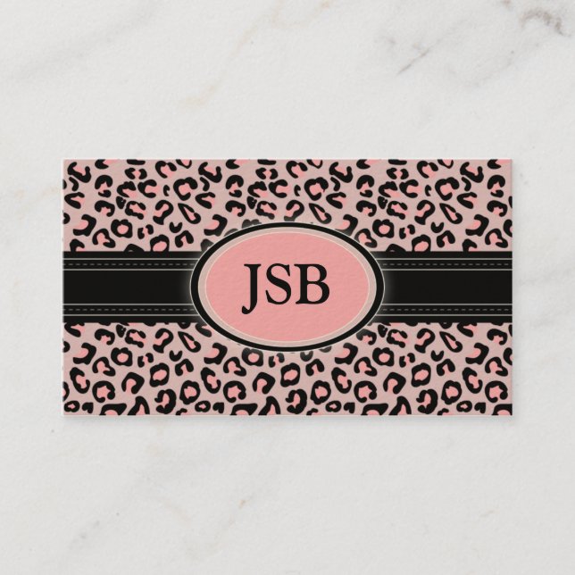 Funky Leopard Print Custom Business Card :: Pink (Front)